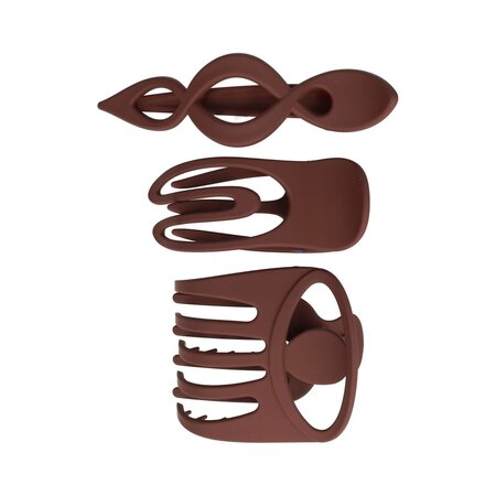 Haarklemmen Set Fantasie Mat Naturel 8cm 9cm 11cm Paars Bruin