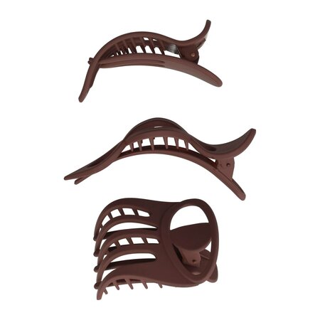 Haarklemmen Set Fantasie Mat Naturel 8cm 9cm 11cm Paars Bruin