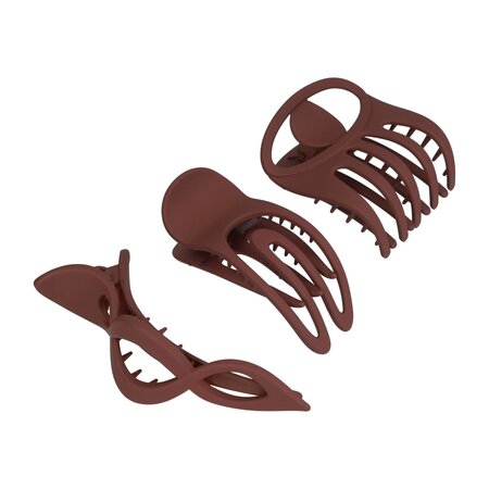 Haarklemmen Set Fantasie Mat Naturel 8cm 9cm 11cm Paars Bruin