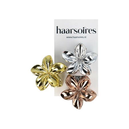 Haarklemmen Set Klein Lelie Bloem 4cm Brons Goud Zilver