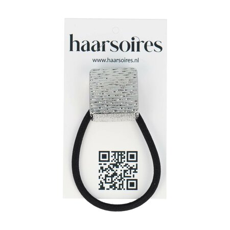 Haarelastiek Vierkant Ribbel Cuff Ornament Zilver