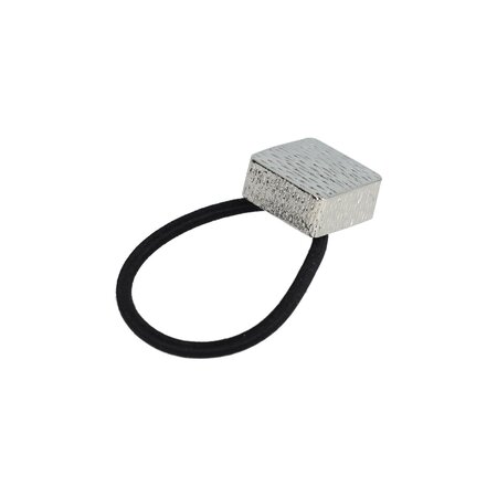 Haarelastiek Vierkant Ribbel Cuff Ornament Zilver