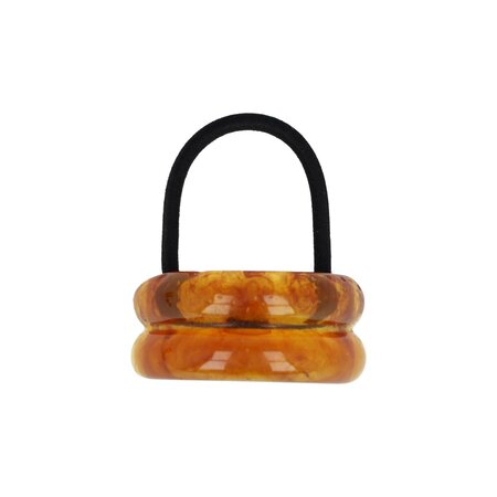 Haarelastiek Ringen Duo Cuff Ornament Kunststof Bruin