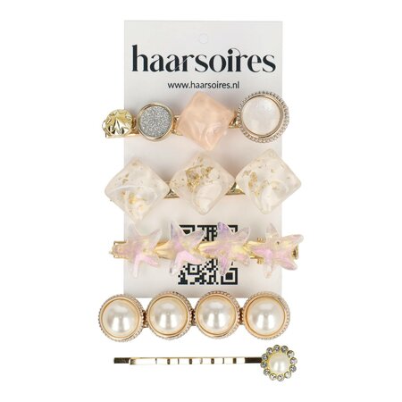 Duckklemmen Set Cirkel Vierkant Ster Fantasie 6cm Creme