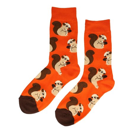 Sokken Eekhoorn Print Maat 36-43 Oranje