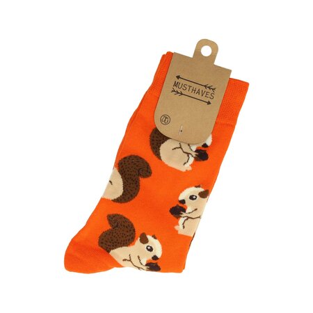 Sokken Eekhoorn Print Maat 36-43 Oranje