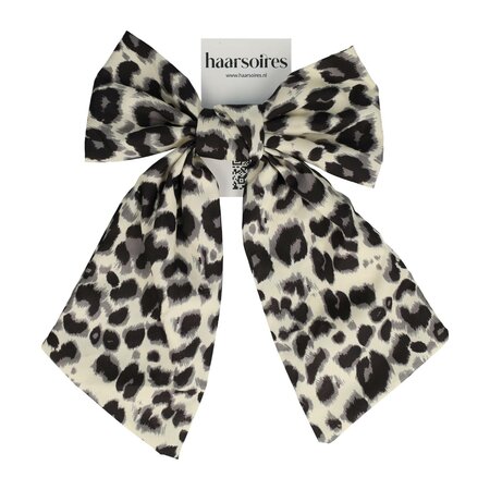 Duckklem Strik Panter Print Zwart Creme Grijs
