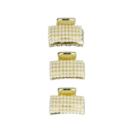 Haarklemmen Set Klein 3cm Recht Pareltjes Goud Wit
