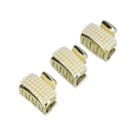 Haarklemmen Set Klein 3cm Recht Pareltjes Goud Wit