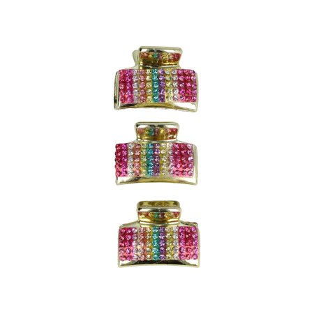 Haarklemmen Set Klein 3cm Recht Glitter Steentjes Goud Multi Color