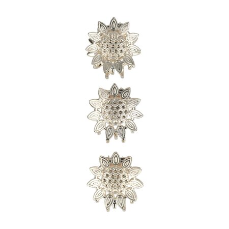 Haarklemmen Zonnebloem Klein 3 Stuks 3cm Zilver