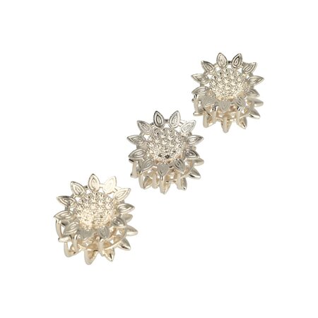 Haarklemmen Zonnebloem Klein 3 Stuks 3cm Zilver