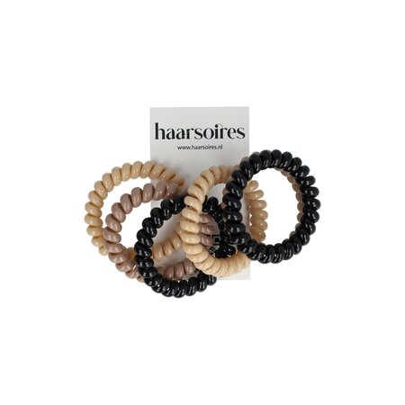 Invisibobble Haarelastiek 5cm Glans Kleuren Zwart Bruin Beige