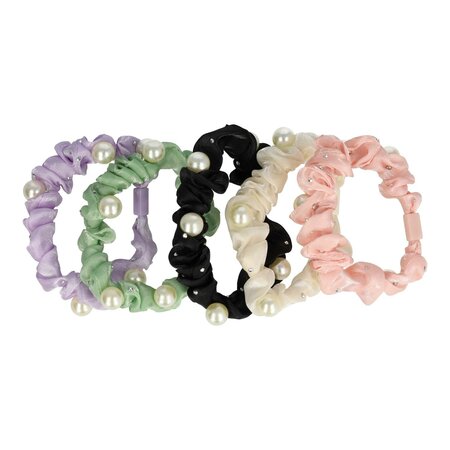 Scrunchie Hair Tie Set Glans Parel Strass Color