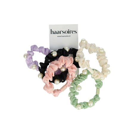 Scrunchie Hair Tie Set Glans Parel Strass Color