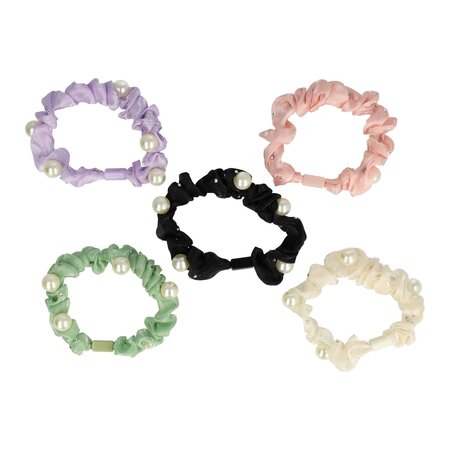 Scrunchie Hair Tie Set Glans Parel Strass Color