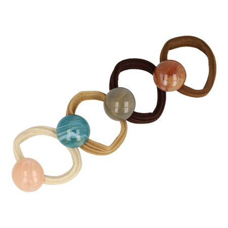 Haarelastiek Cirkel Kraal Ornament Color Bruin