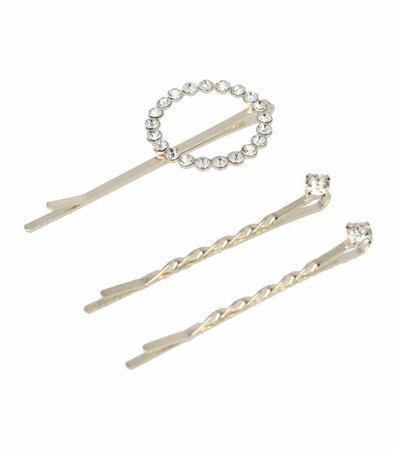 Haarspeld Schuifspeldjes Cirkel Strass Steentjes Zilver