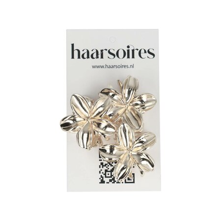 Haarklemmen Lelie Bloem Klein 3 Stuks 3cm Zilver