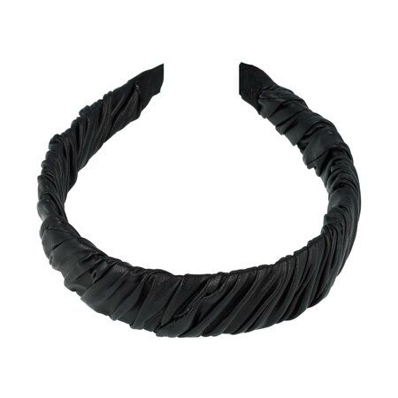 Diadeem Gedraaid Imitatie Leder 3cm Zwart