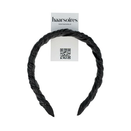 Diadeem Gedraaid Imitatie Leder 3cm Zwart