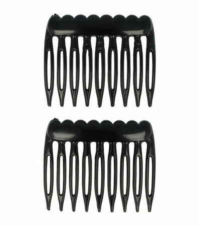 Haarkammen Opsteek Set Klein Recht Grove Tand 5cm Zwart