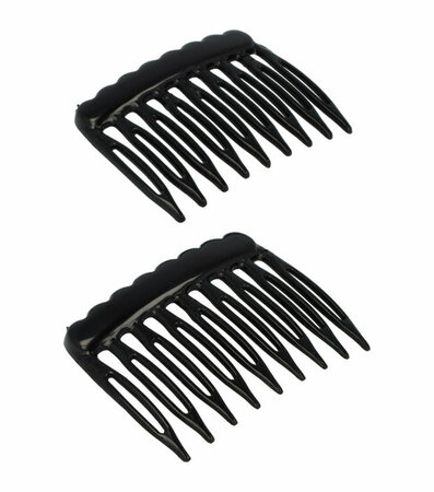 Haarkammen Opsteek Set Klein Recht Grove Tand 5cm Zwart