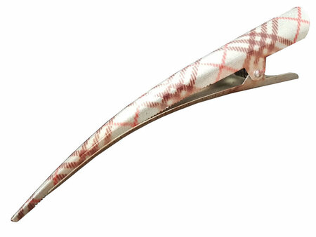 Haarspeld Duckklem Ruit Print 13cm Grijs
