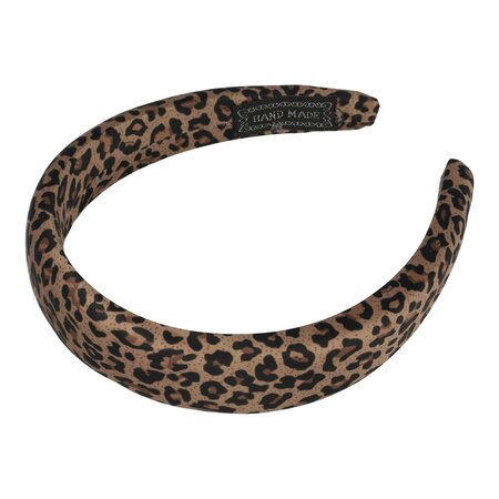 Diadeem Dik Stof 3cm Panter Print Zwart Bruin