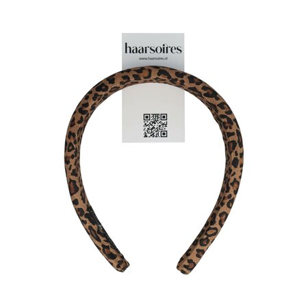 Diadeem Dik Stof 3cm Panter Print Zwart Bruin