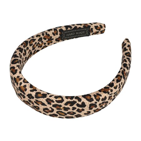 Diadeem Dik Stof 3cm Panter Print Zwart Bruin Beige
