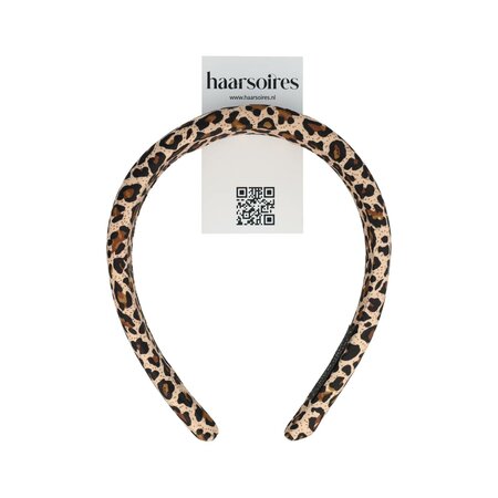 Diadeem Dik Stof 3cm Panter Print Zwart Bruin Beige