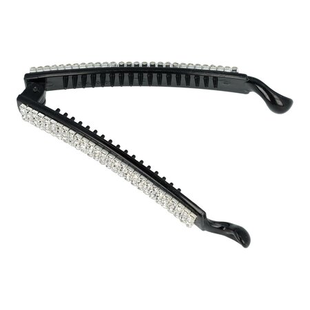 Bananenklem Recht Strass Steentjes 9,5cm Zwart