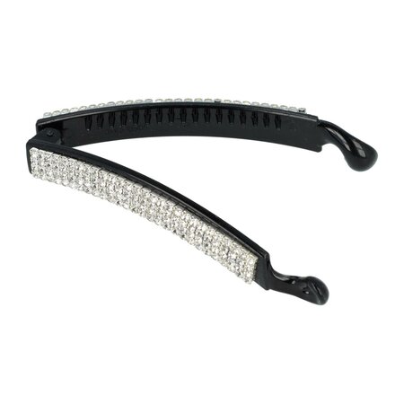 Bananenklem Recht Strass Steentjes 9,5cm Zwart