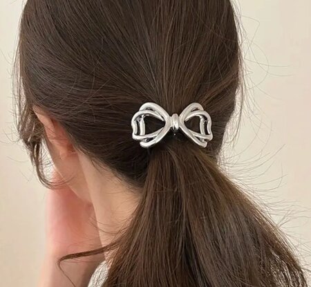 Haarelastiek Strik Cuff Ornament Zilver