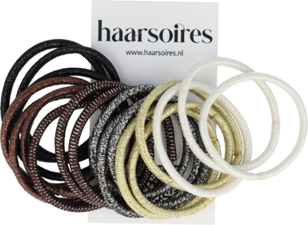 Haarelastieken Glitter 18 Stuks Goud Bruin Naturel
