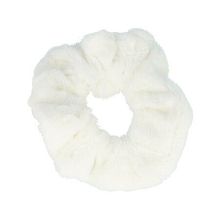 Scrunchie Teddy Stof 10cm Wit