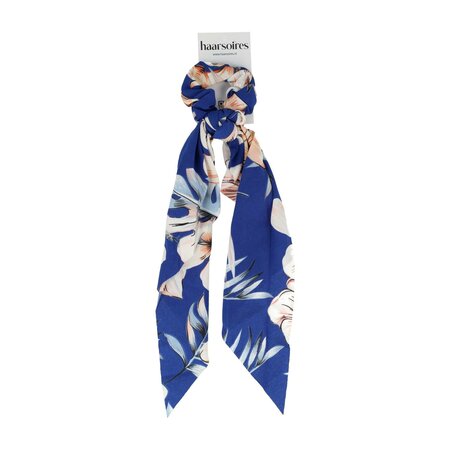 Scrunchie Linten Bloemen Print Blauw