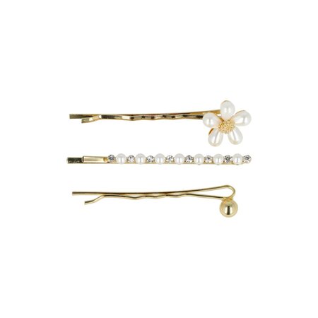 Schuifspeldjes Bloem Bol Recht Parel Strass 5cm Goud