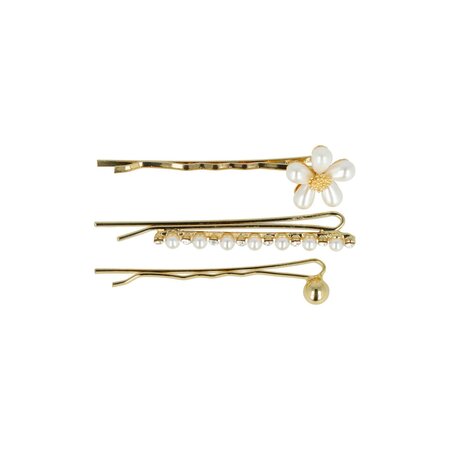 Schuifspeldjes Bloem Bol Recht Parel Strass 5cm Goud