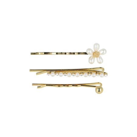 Schuifspeldjes Bloem Bol Recht Parel Strass 5cm Goud