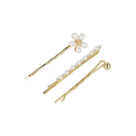 Schuifspeldjes Bloem Bol Recht Parel Strass 5cm Goud
