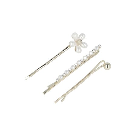 Schuifspeldjes Bloem Bol Recht Parel Strass 5cm Zilver