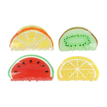 Haarklem Fruit Vorm 8cm Groen Rood Geel