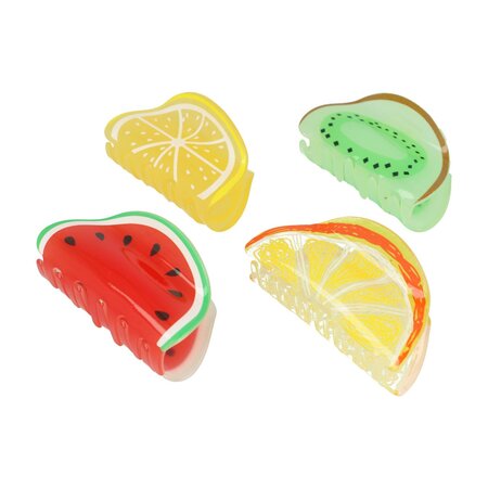 Haarklem Fruit Vorm 8cm Groen Rood Geel