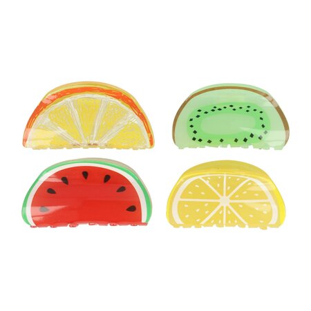 Haarklem Fruit Vorm 8cm Groen Rood Geel