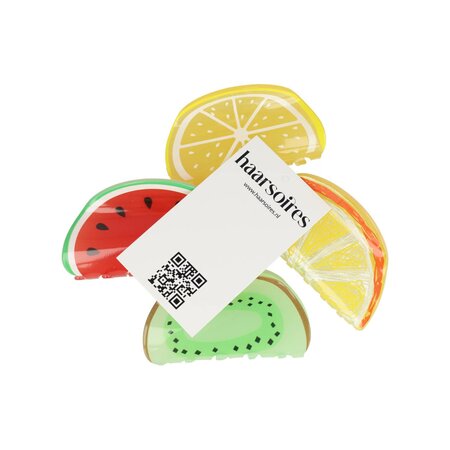 Haarklem Fruit Vorm 8cm Groen Rood Geel