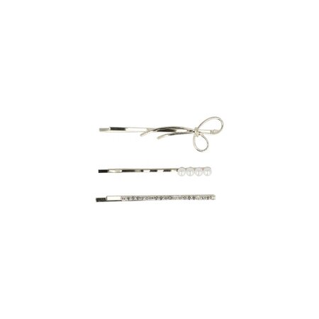 Schuifspeldjes Bloem Strik Parel Strass 6cm Zilver