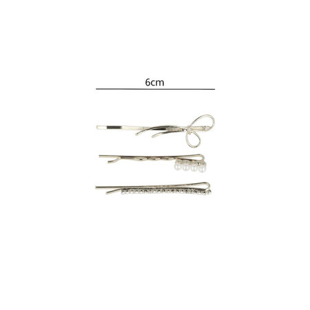 Schuifspeldjes Bloem Strik Parel Strass 6cm Zilver