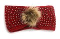 Haarband Winter Steentjes Furry Rood - Gebreide Haarband